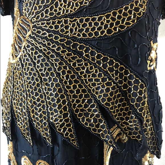 Formal black and gold beaded skirt set - Picture 3 of 6